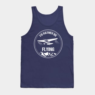 Retro Pilot Gift Christmas T-Shirt I'd Rather be Flying Plane Pilot  Aircraft Airplane Tank Top